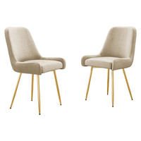 STUHL 2er-Set Muz DC-1148 (2 Stück in Samt) - Beige/Goldfarben, Textil/Metall (54/87/59cm) - MIRJAN24