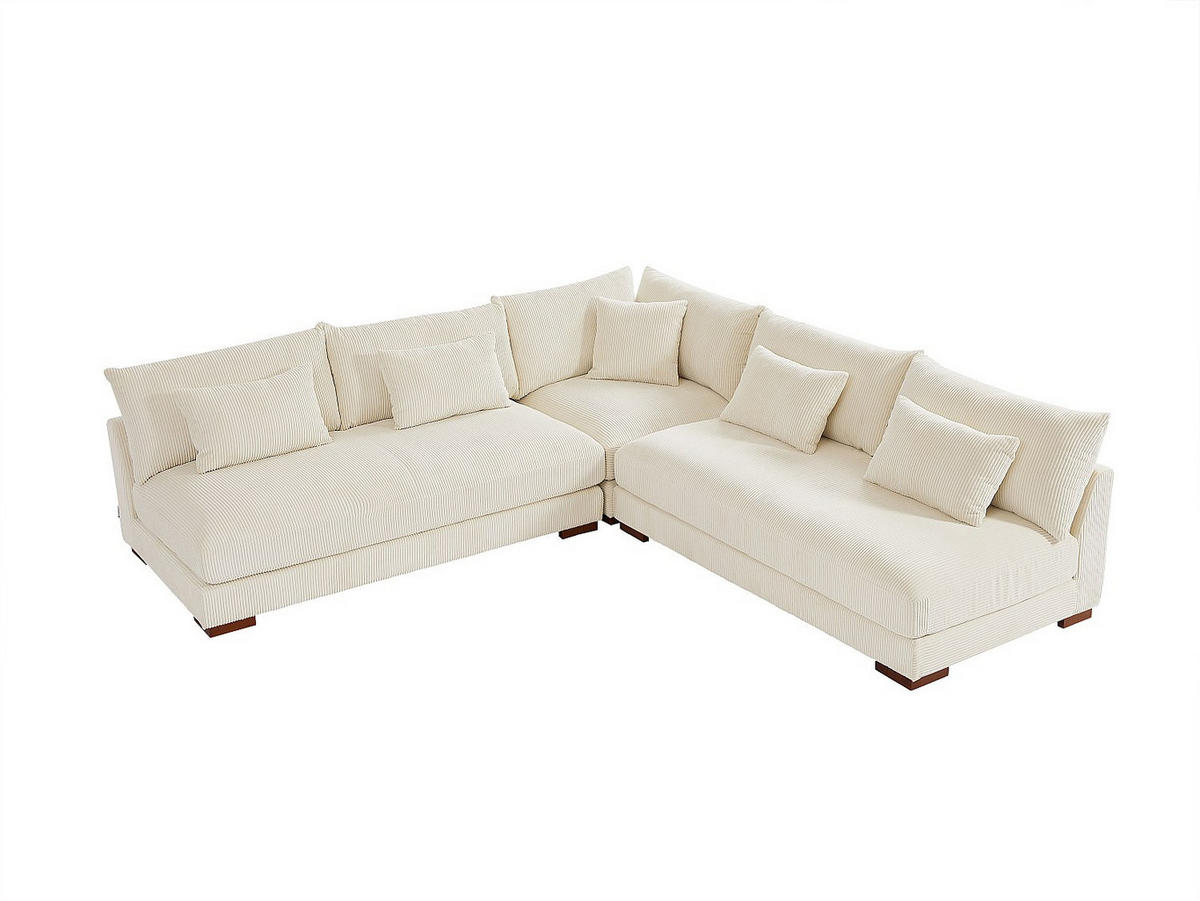 SOFA ohne Schlafmöglichkeit - 6 Personen - Samt, Stoff - Beige - Beige, Textil (275/85/275cm) - Vente-Unique