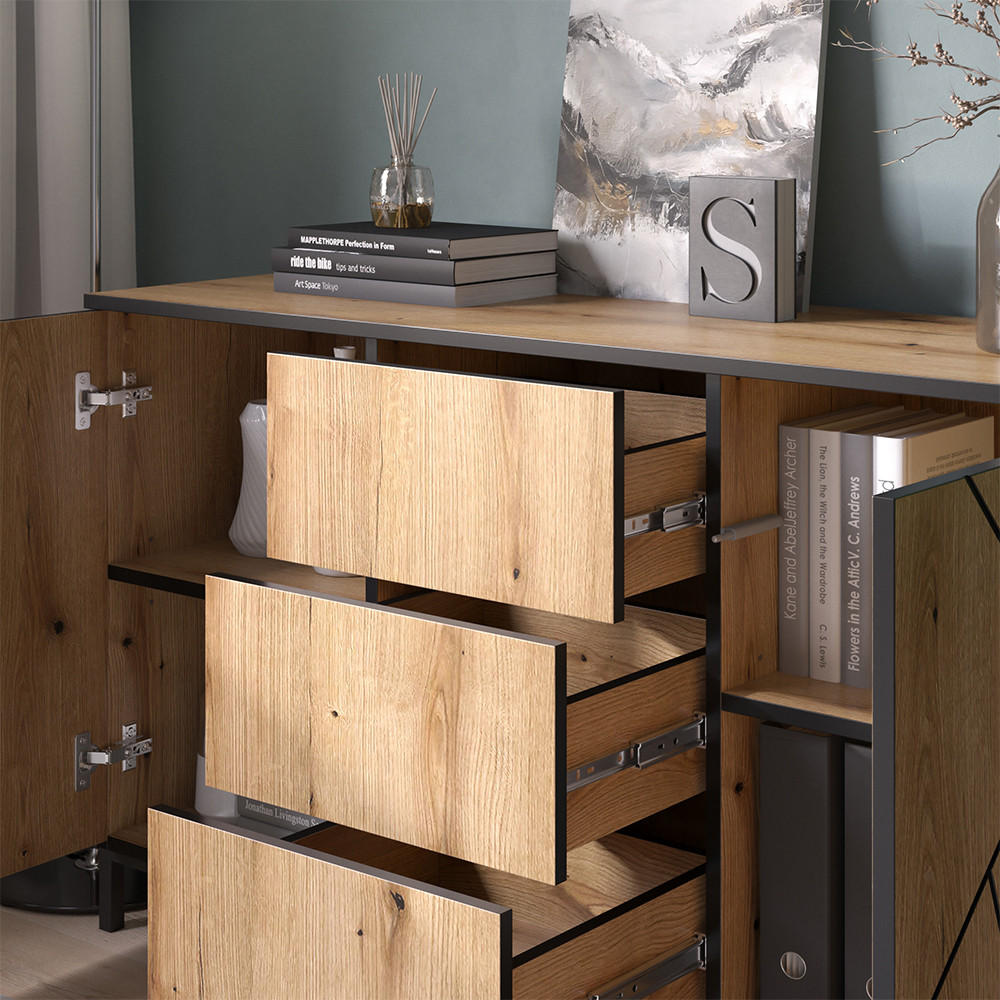 KOMMODE Hatto Eiche 124 x 69.6 cm - Eichefarben, Holzwerkstoff (124/69.6/39.7cm) - Vicco