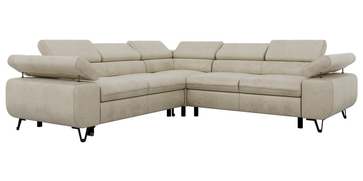 ECKSOFA QUADRO L - Beige Velvet - Rechts Seite - Beige/Schwarz, Textil/Metall (269/269cm) - MKS