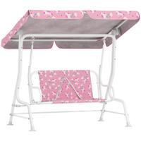 HOLLYWOODSCHAUKEL aus Metall 75x112x120 cm in Rosa mit verstellbarem Sonnendach - Rosa, Metall (75/120/112cm) - Modfu