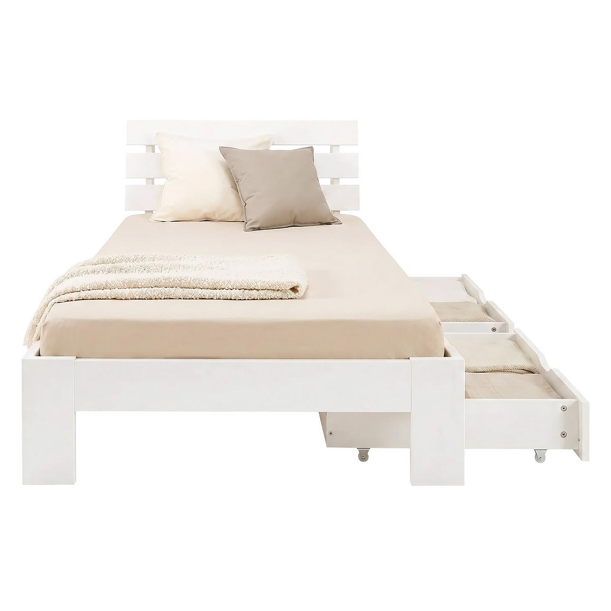 HOLZBETT mit Stauraum 90/200 cm weiß - Weiß, Holz (90/200cm) - Homestyle4u