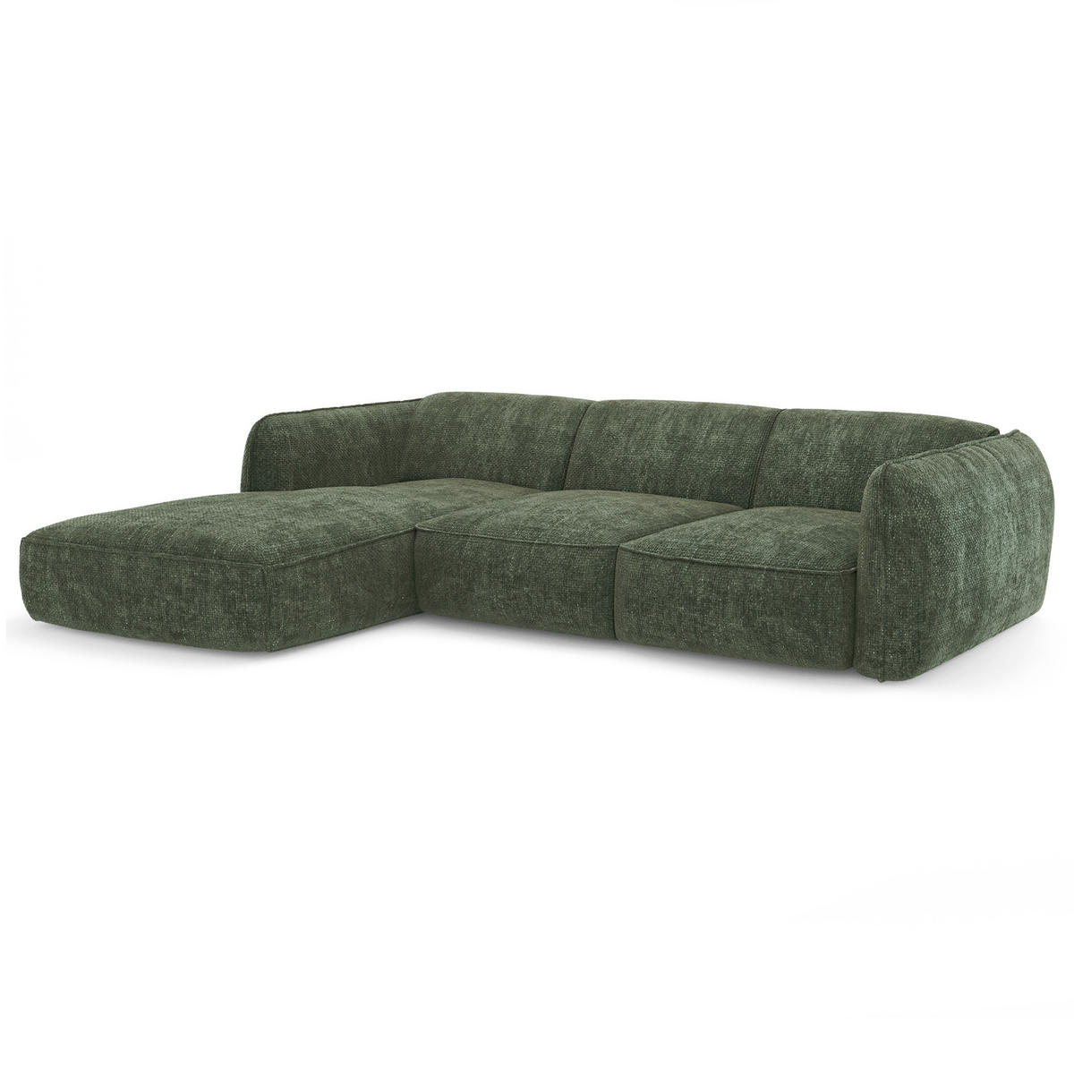 ECKSOFA LINKS Rastervelours Olivgrün 272cm - Olivgrün, Textil (165/272cm) - Sia Home