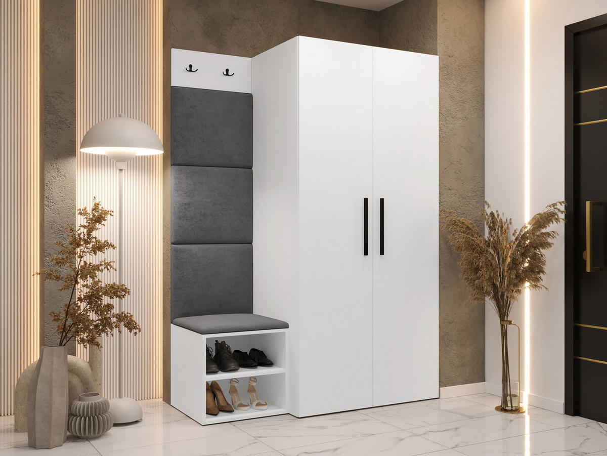 GARDEROBEN-SET Medi IV - Schwarz/Weiß, Holzwerkstoff/Kunststoff (80/191/50cm) - MIRJAN24