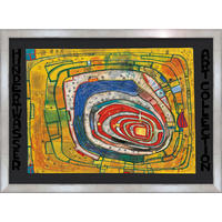 BILD gerahmt 72x53 cm Friedensreich Hundertwasser „Insel im gelben Meer“ - Gelb, Holz (72/53cm) - artissimo