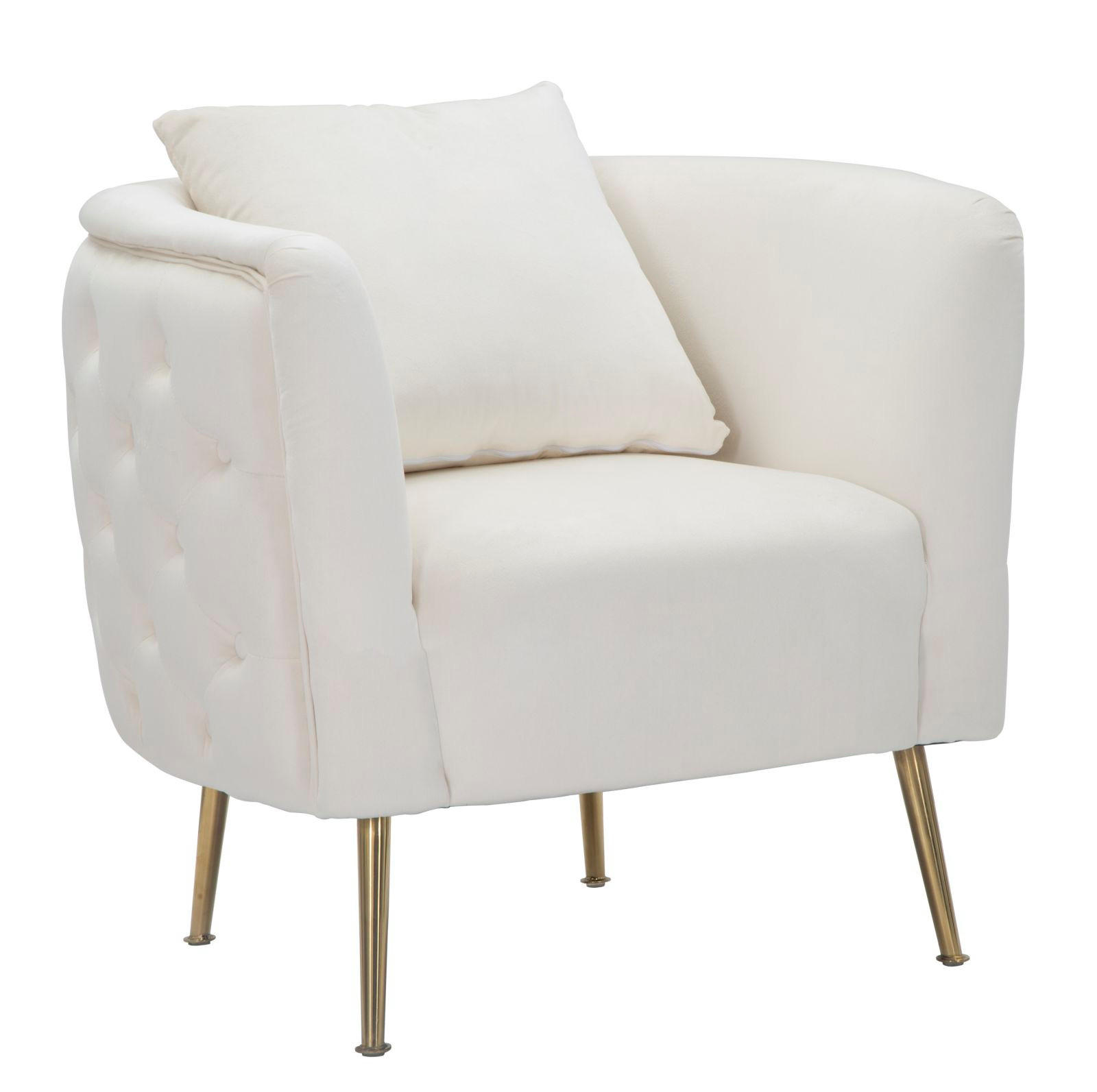 SESSEL Bucarest, cremefarben und goldfarben, Stoff, Sperrholz und Metall, 76 x 74 x 73 cm - Goldfarben/Creme, Holzwerkstoff/Kunststoff (76/73/74cm) - Mauro Ferretti