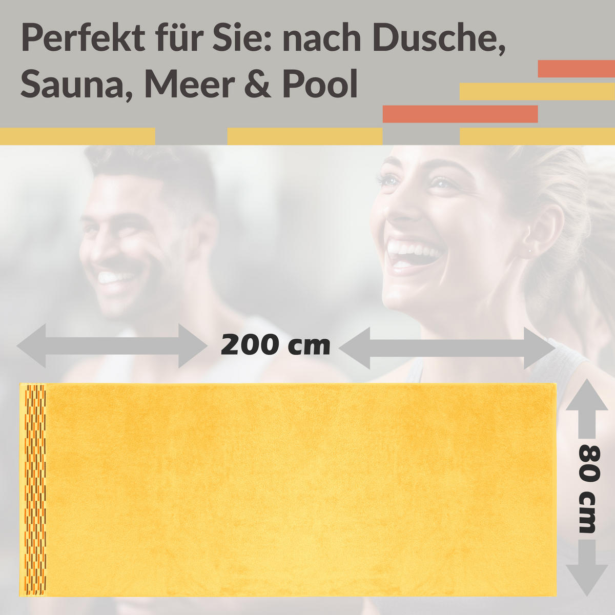 SAUNATUCH Lugano Gelb 80x200 cm - Gelb, Textil (80/200cm) - Lashuma