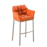 BARHOCKER Gibel Kunstleder Orange Silber - Orange, Leder (64/110/48cm) - DELUKE