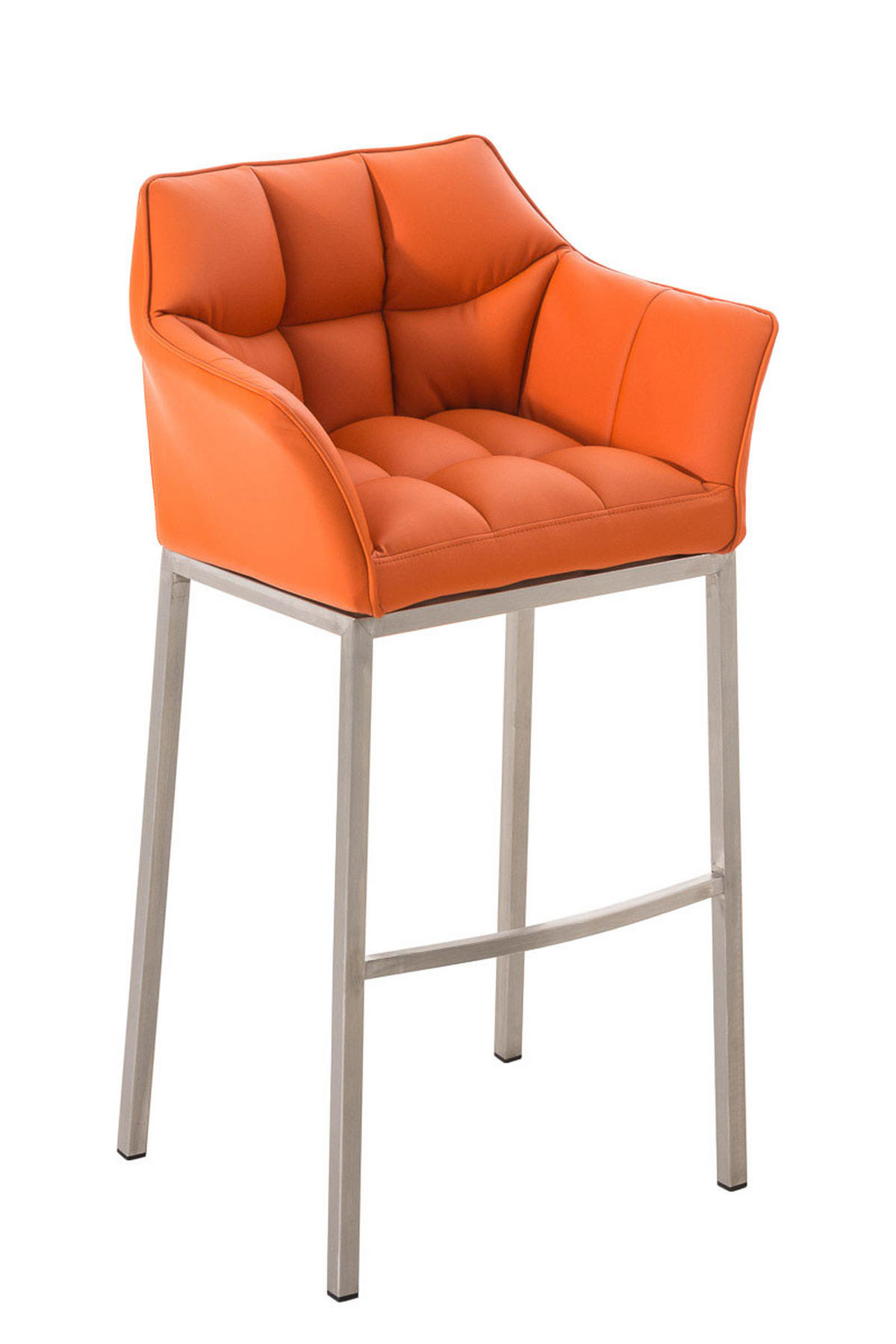 BARHOCKER Gibel Kunstleder Orange Silber - Orange, Leder (64/110/48cm) - DELUKE