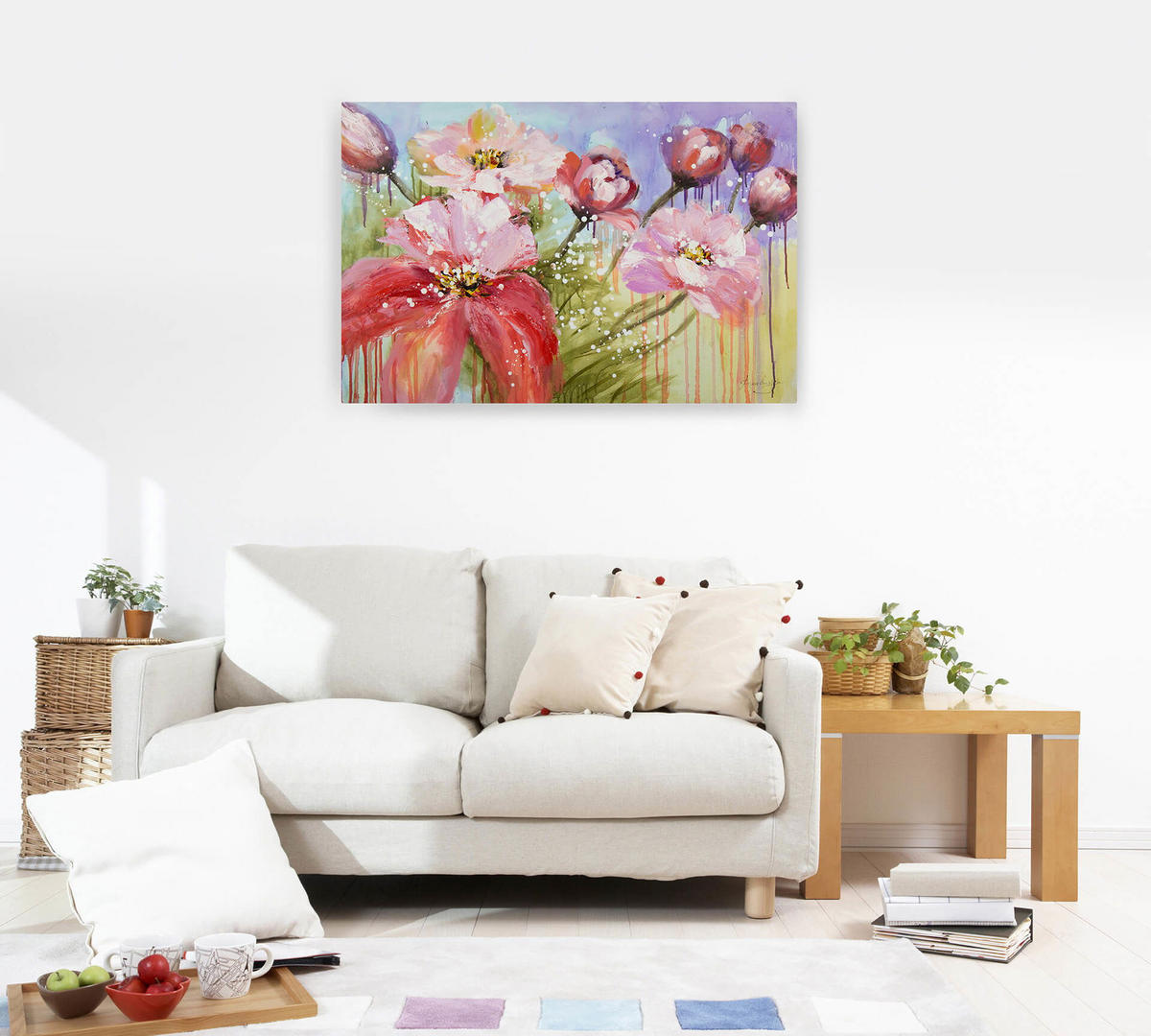 ACRYLBILD HANDGEMALT 90/60 cm - Pink, Holz/Textil (1.5/60cm) - KUNSTLOFT
