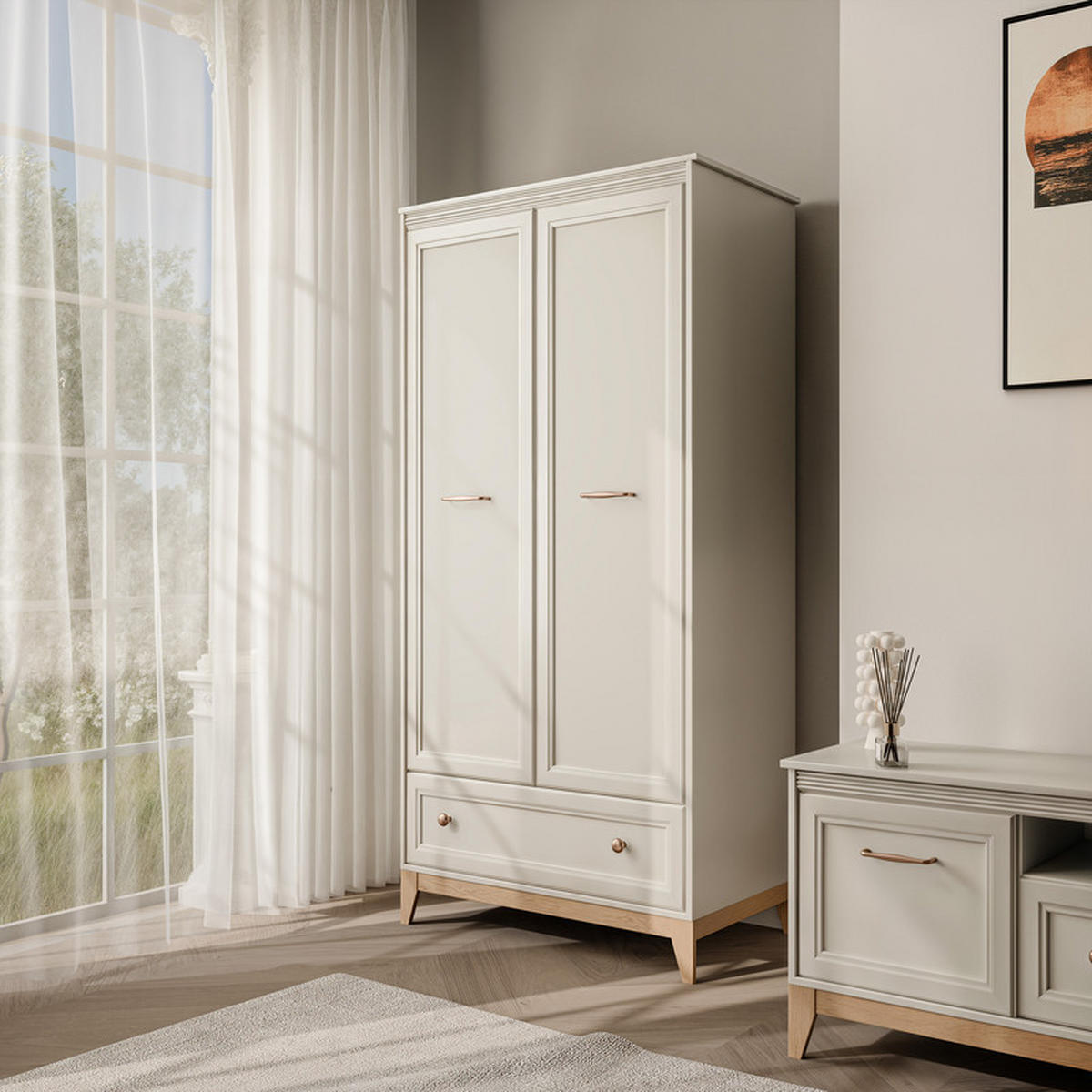 DREHTÜRENSCHRANK DIUNA 92/55/193 cm, 2 Tür(en), Kaschmir - Kaschmir, Holzwerkstoff/Metall (92/193/54.5cm) - Idohome