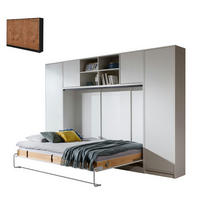 SCHRANKBETT Wandbett horizontal HB 140x200 mit 2 Schränken & Aufsatz - 4-teilig - Eiche Lancelot & Schwarz - Schwarz/Braun, Holzwerkstoff (140/200cm) - QMM TraumMöbel