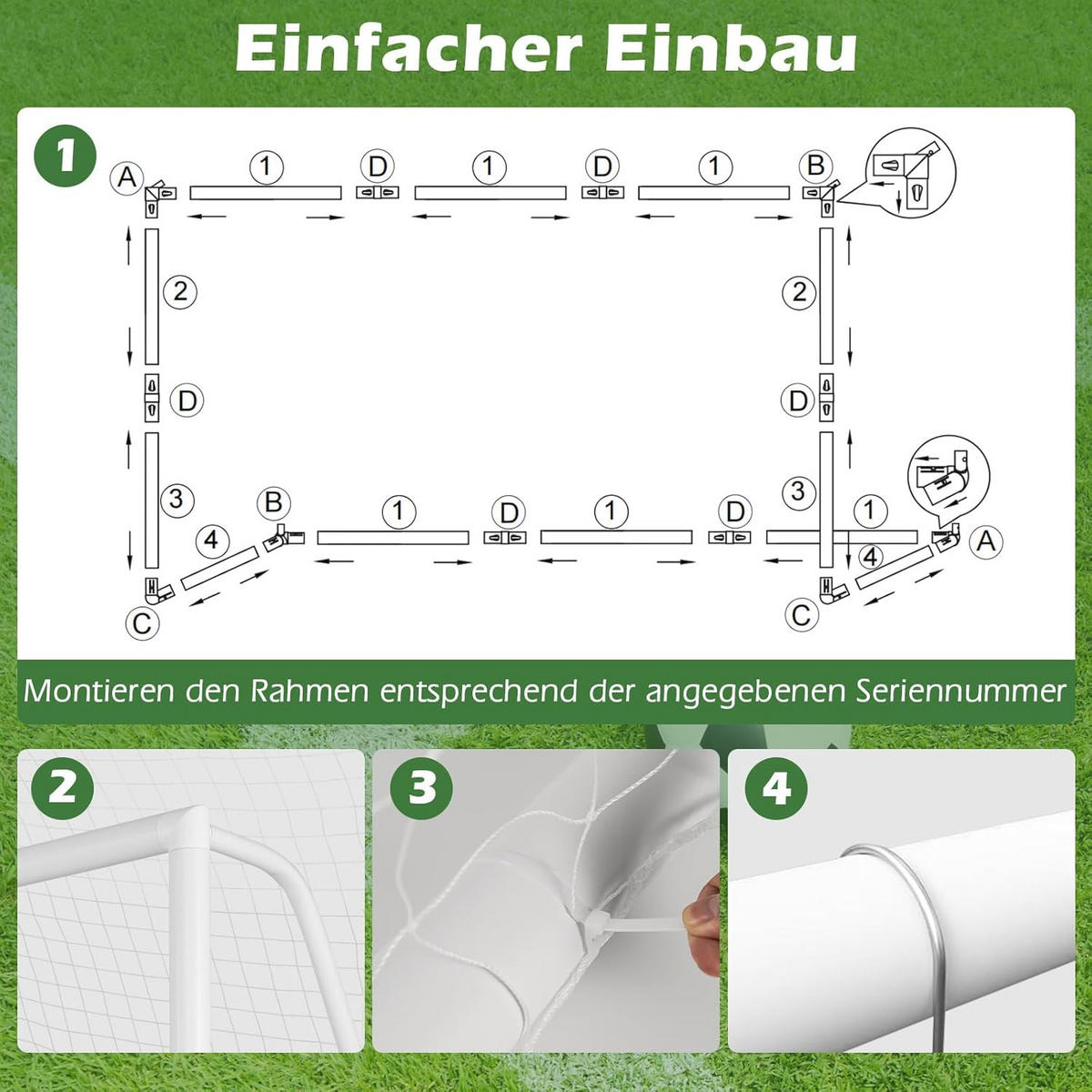 FUBBALLTOR Weiß - Weiß, Kunststoff (90/182/245cm) - COSTWAY