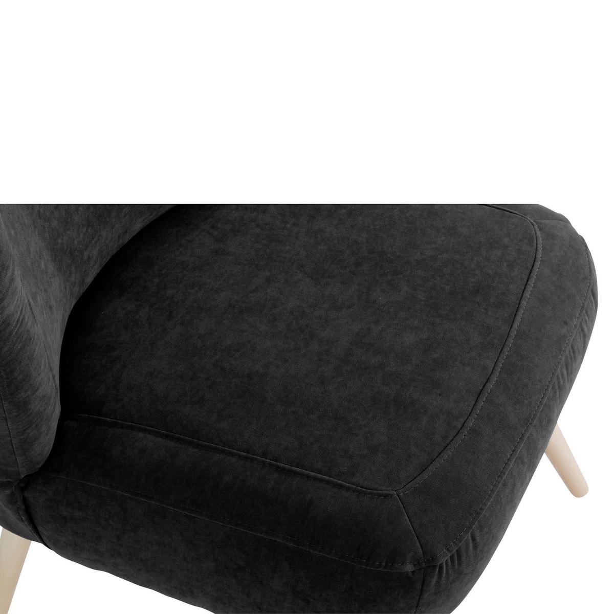 SESSEL Kathy Bezug Veloursstoff Buche natur / schwarz - Schwarz, Kunststoff (70/86/69cm) - 58aufmkessel