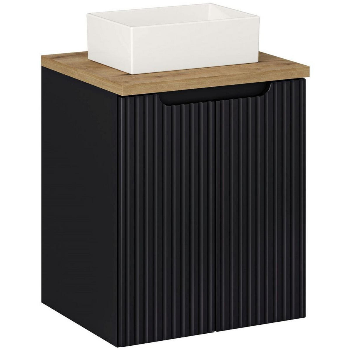 WASCHBECKENSCHRANK Newport-56 - Schwarz, Holzwerkstoff (50/60/40cm) - Lomado