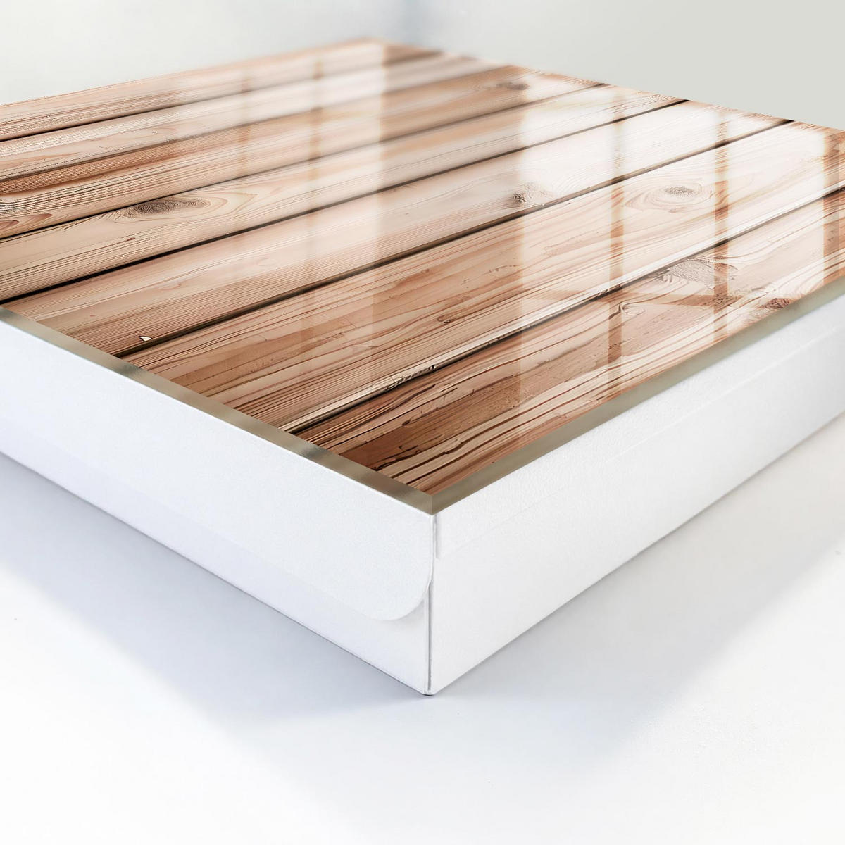 SCHLÜSSELBOX Weiß 30x30 cm – Türöffnung nach rechts - Holzbretter - Beige, Metall (30/30/5cm) - TULUP