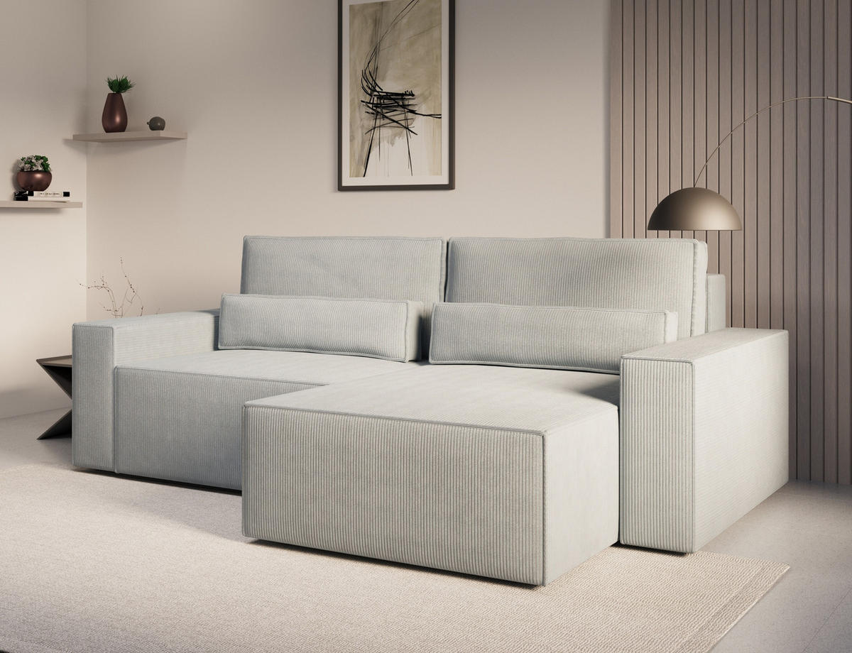ECKSOFA - Universale Ecksofa DENVER mini - Hellgrau - Poso 110 - Hellgrau, Holzwerkstoff (248/162cm) - Möblo