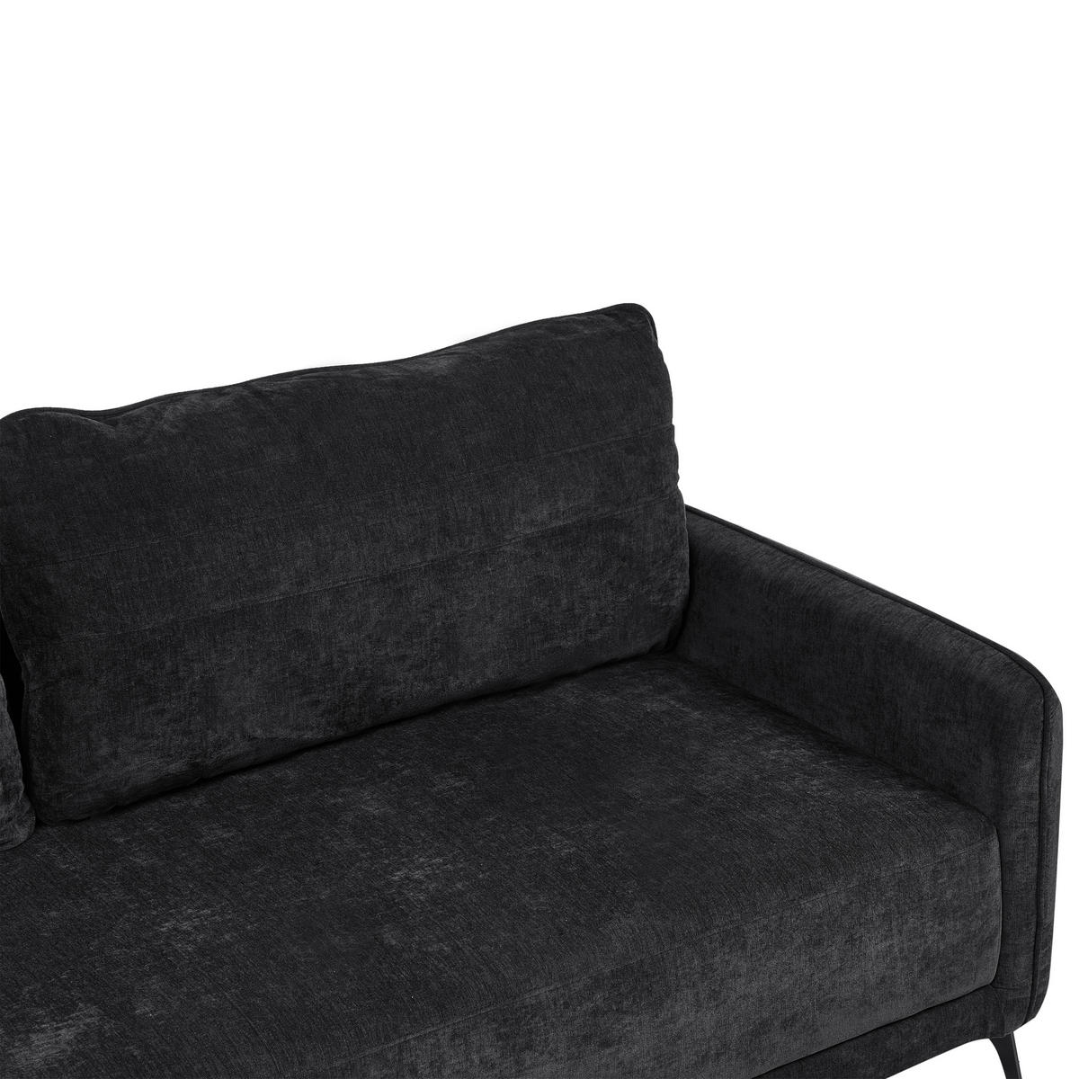 SCHLAFSOFA 3-Sitzer Chenillegewebe Schwarz Heming - Schwarz, Textil (200/88/90cm) - Beliani