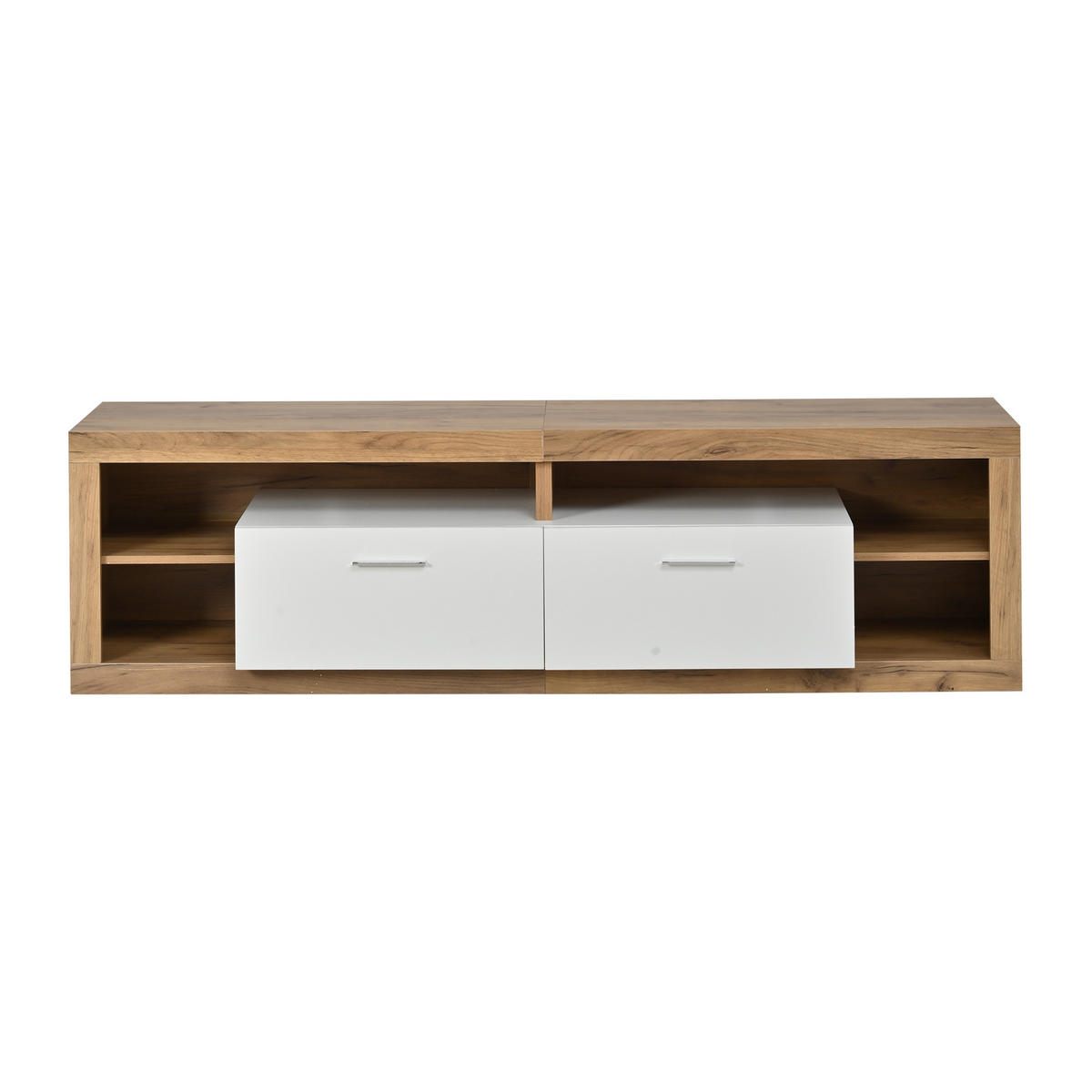 TV-ELEMENT 180/35,5/50 cm Holzoptik Weiß mit App-LED, Schubladen und offenen Fächern - Weiß, Holzwerkstoff (35.5/50/180cm) - Korfee