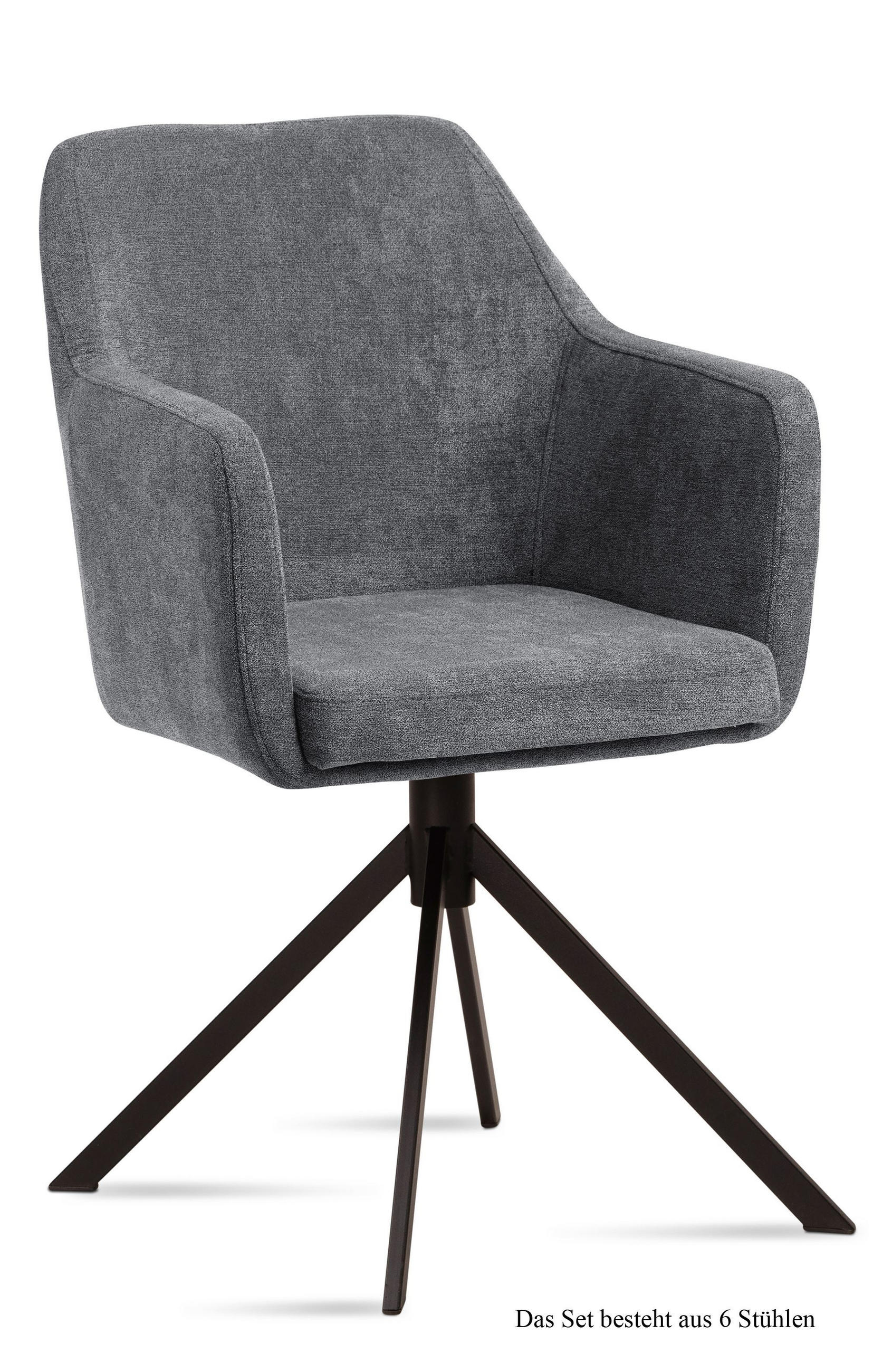 ARMLEHNSTUHL (6er-Set) Dulcy 57x87x60 Schwarz/Grau - Schwarz/Grau, Kunststoff (60/87/57cm) - 58aufmkessel
