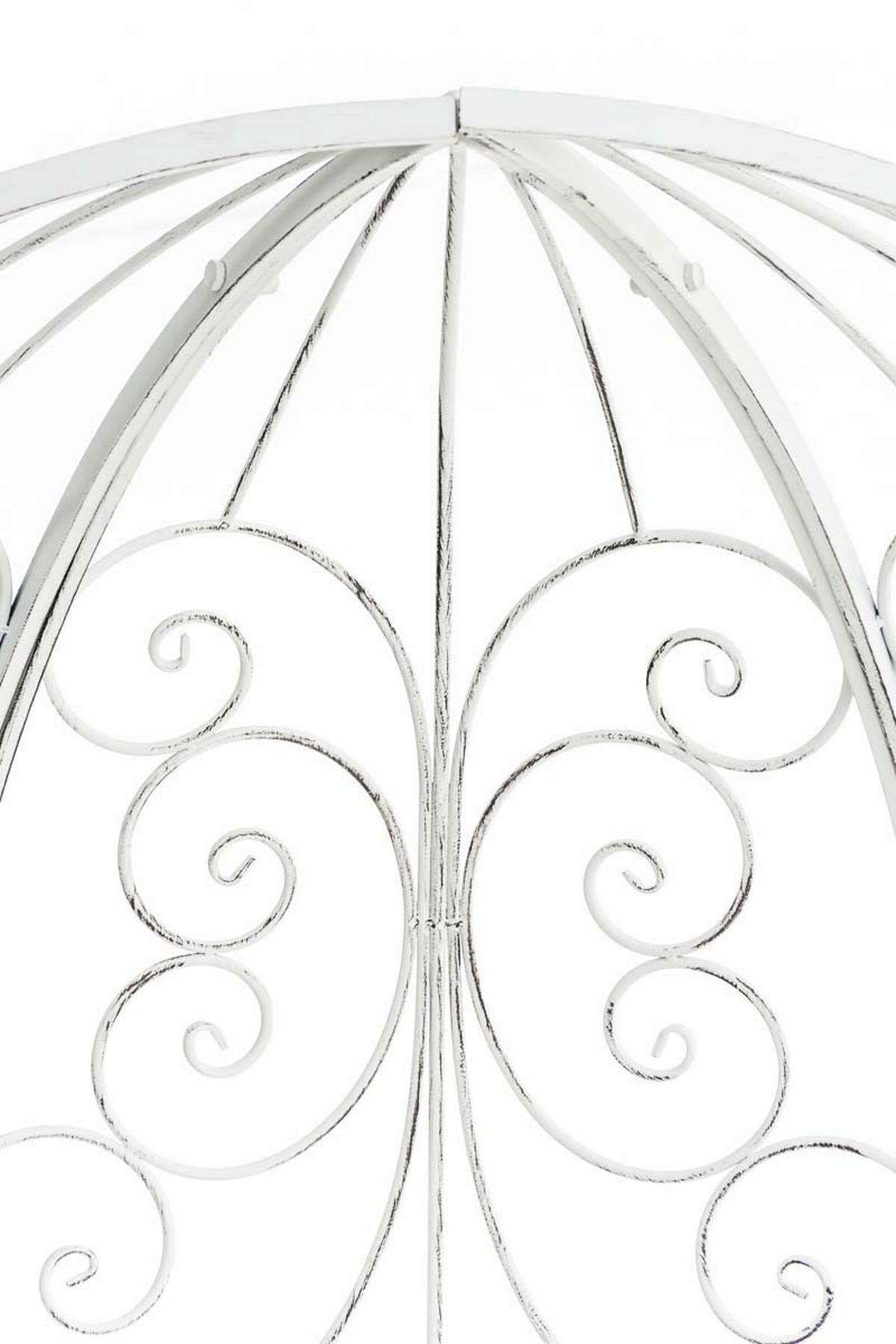 HALBPAVILLON mit Sitzbank Boston Metall Antik weiß Gartenbank - Weiß, Metall (120/178/58cm) - DELUKE