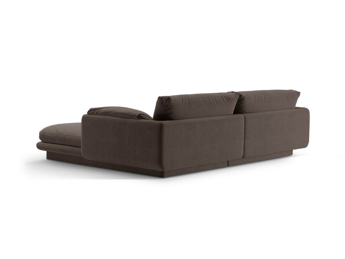 ECKSOFA links Torino aus Samt ebenholz 3 Sitzplätze - Graubraun, Textil (170/220cm) - Micadoni