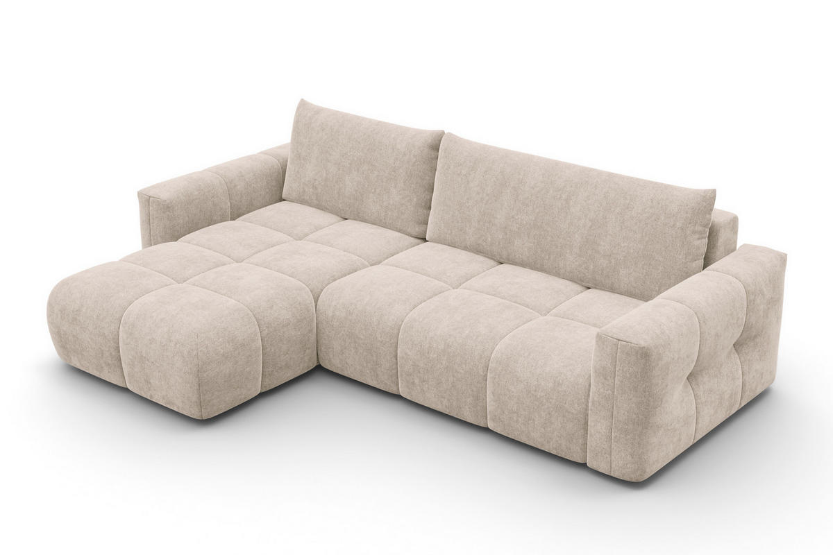 ECKSOFA VERONA 4-Sitzer links, Beige - Beige/Schwarz, Holz/Textil (266/173cm) - Courtois Laville