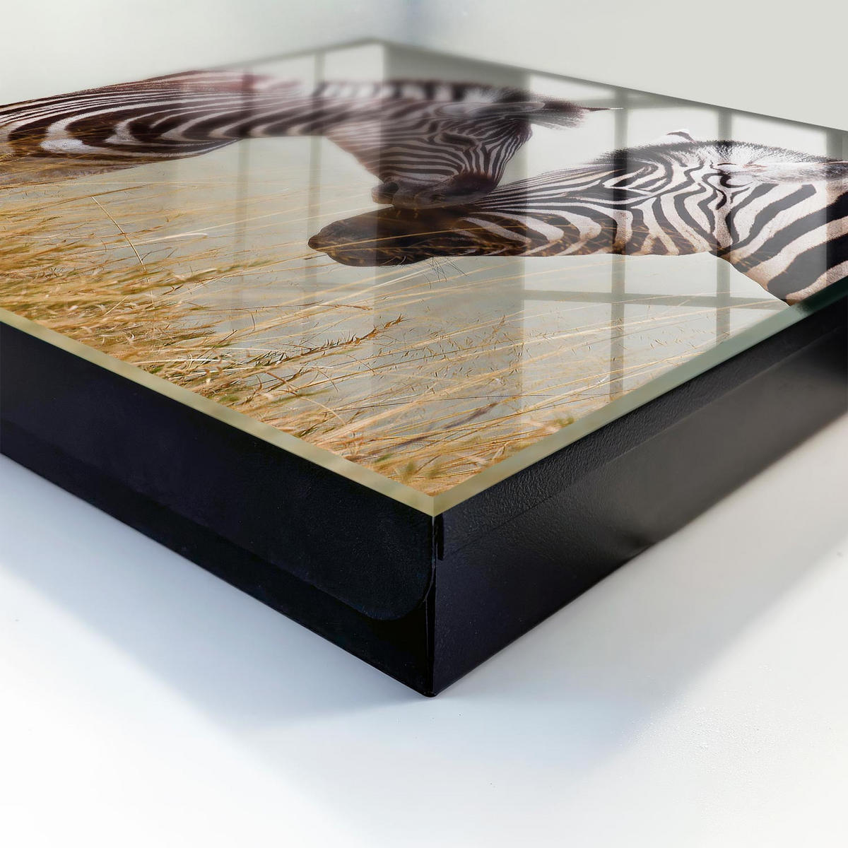SCHLÜSSELBOX Schwarz 30x30 cm- Türöffnung nach rechts - Zebras zusammen - Multicolor, Metall (30/30/5cm) - TULUP