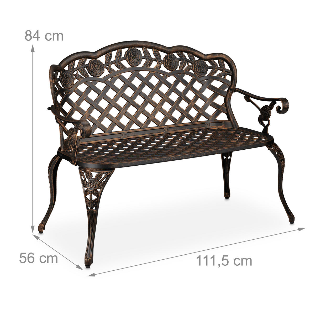 GARTENBANK - Schwarz, Metall (111.5/84/56cm) - Relaxdays