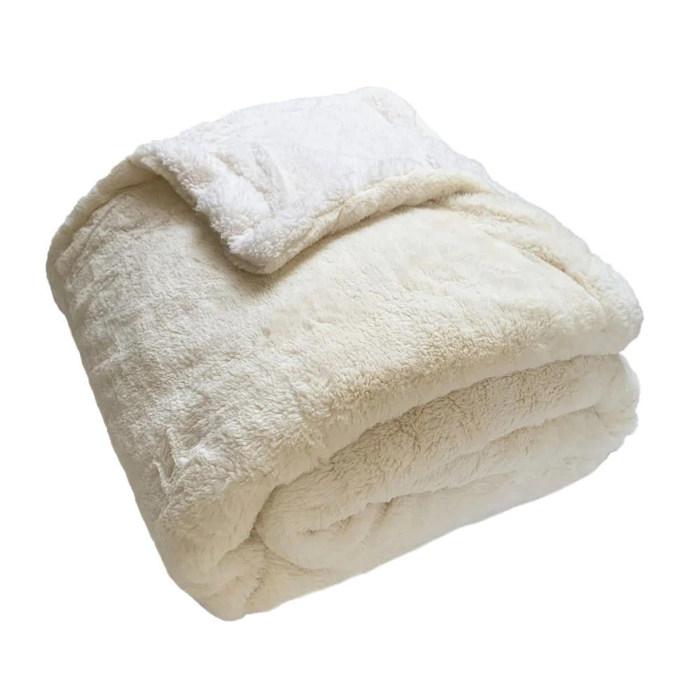 PLAID Fleecedecke XL Nachahmung "Kaninchen" 220 x 240 Off White - Weiß, Textil (220/240cm) - LE COMPTOIR DE LA PLAGE
