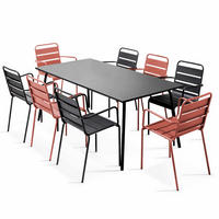 GARTENSET 9-tlg.,Grau/Lehm - Pink, Metall - Oviala