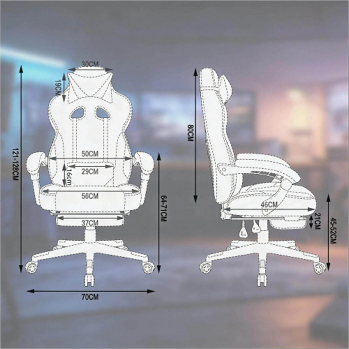 GAMINGSTUHL Ergonomisch Schwarz-Grün, Metall & Leder, drehbar & rollbar, 70 x 46 x 128 cm - Schwarz, Metall (70/128/46cm) - Albatros
