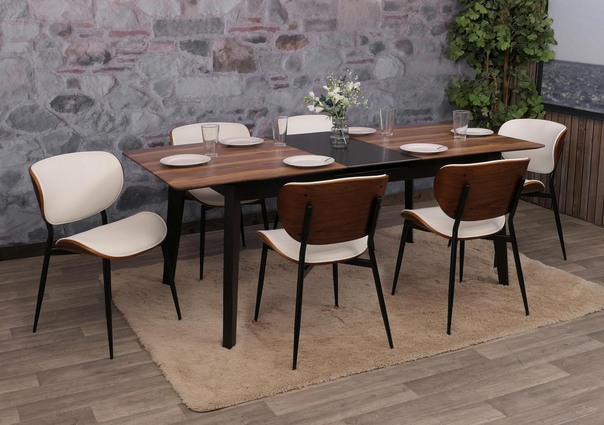 ESSZIMMERSTUHL Walnuss Dekor, Weiß - Walnussfarben/Weiß, Textil (50/80/51cm) - MCW