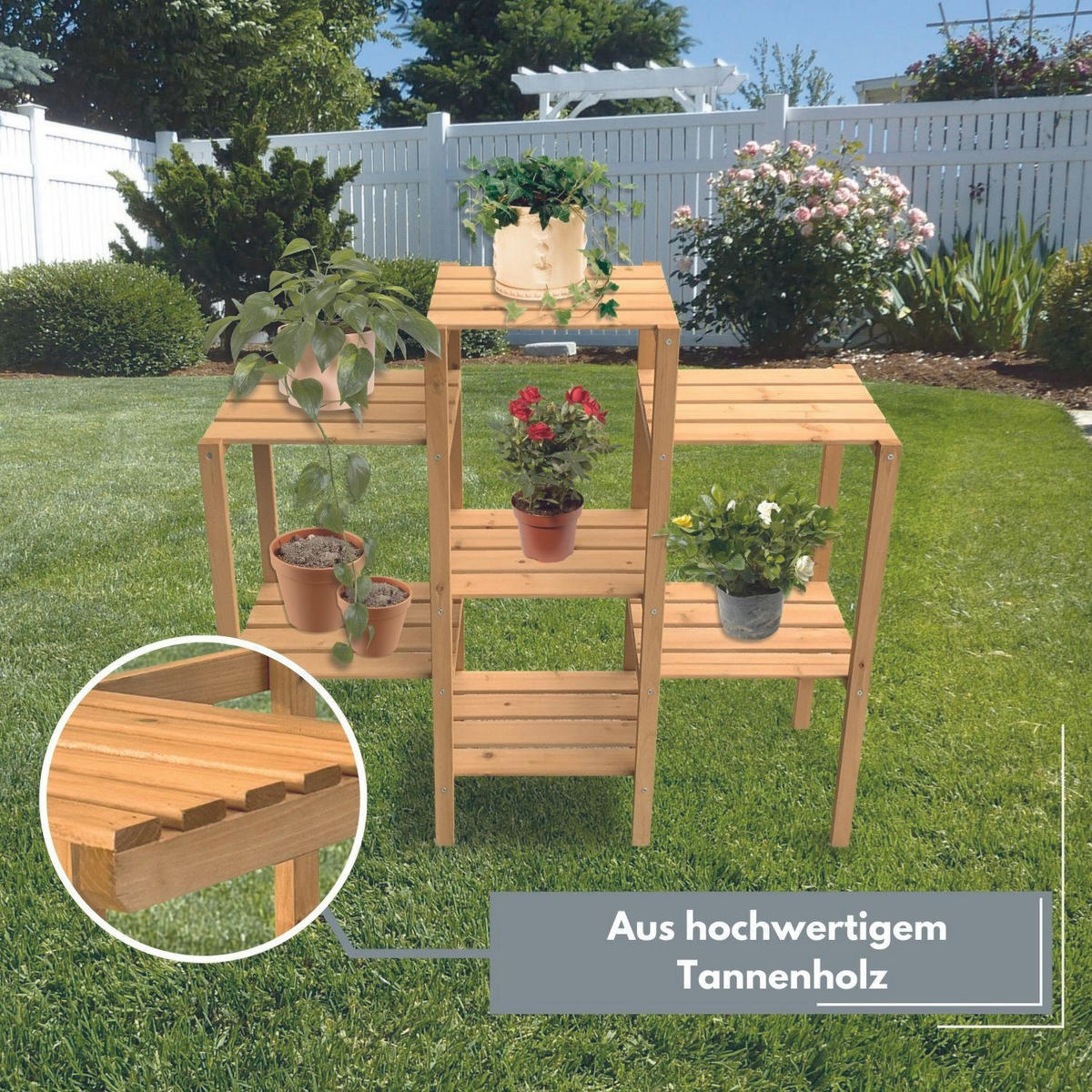 BLUMENREGAL BERND 96/31/87 cm - Naturfarben, Holz (96/31/87cm) - Coemo