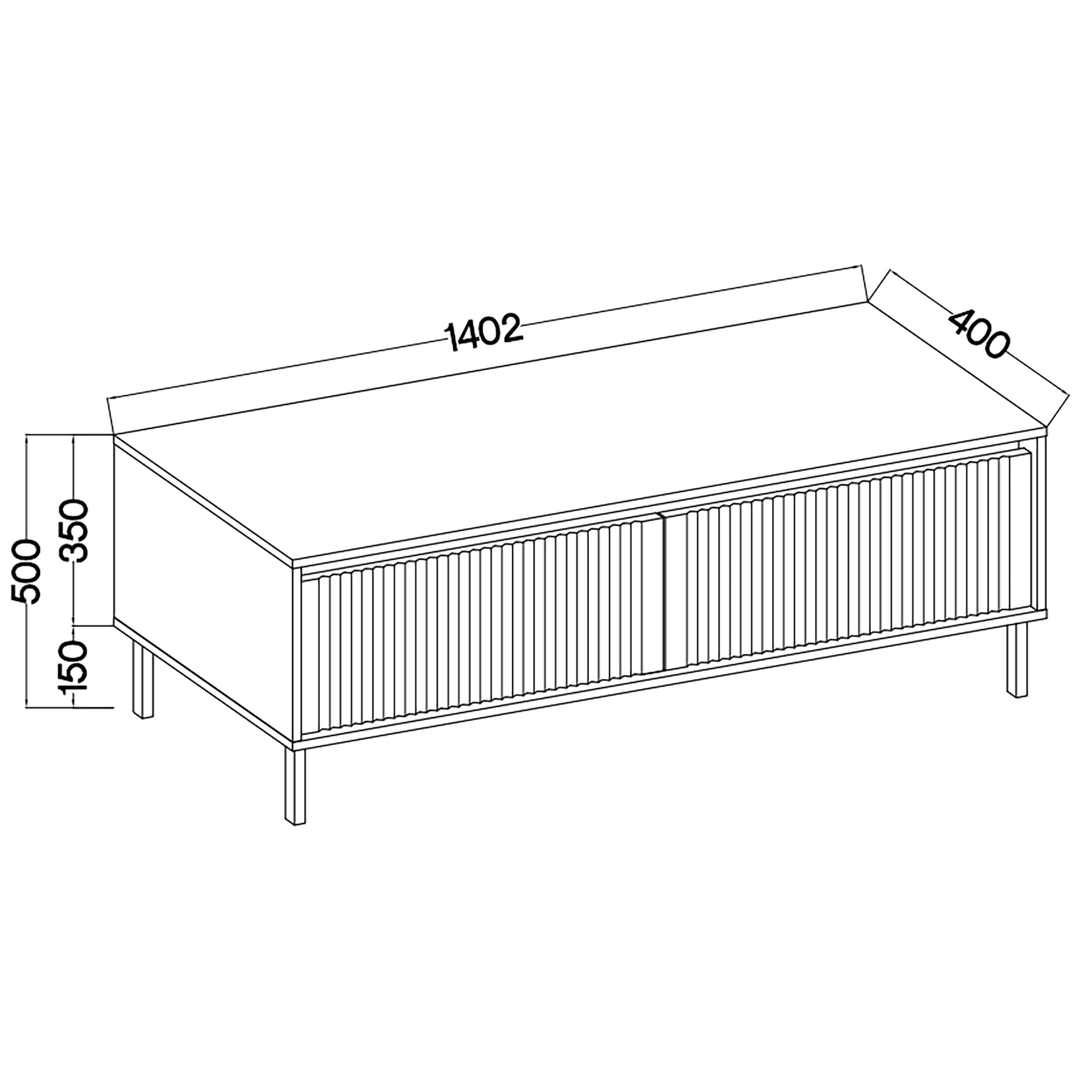 LOWBOARD OSTIA 140,2x40x50 cm mit 2 Schubladen für Wohnzimmer Modern Beige - Beige, Holzwerkstoff (140.2/50/40cm) - MASSENO
