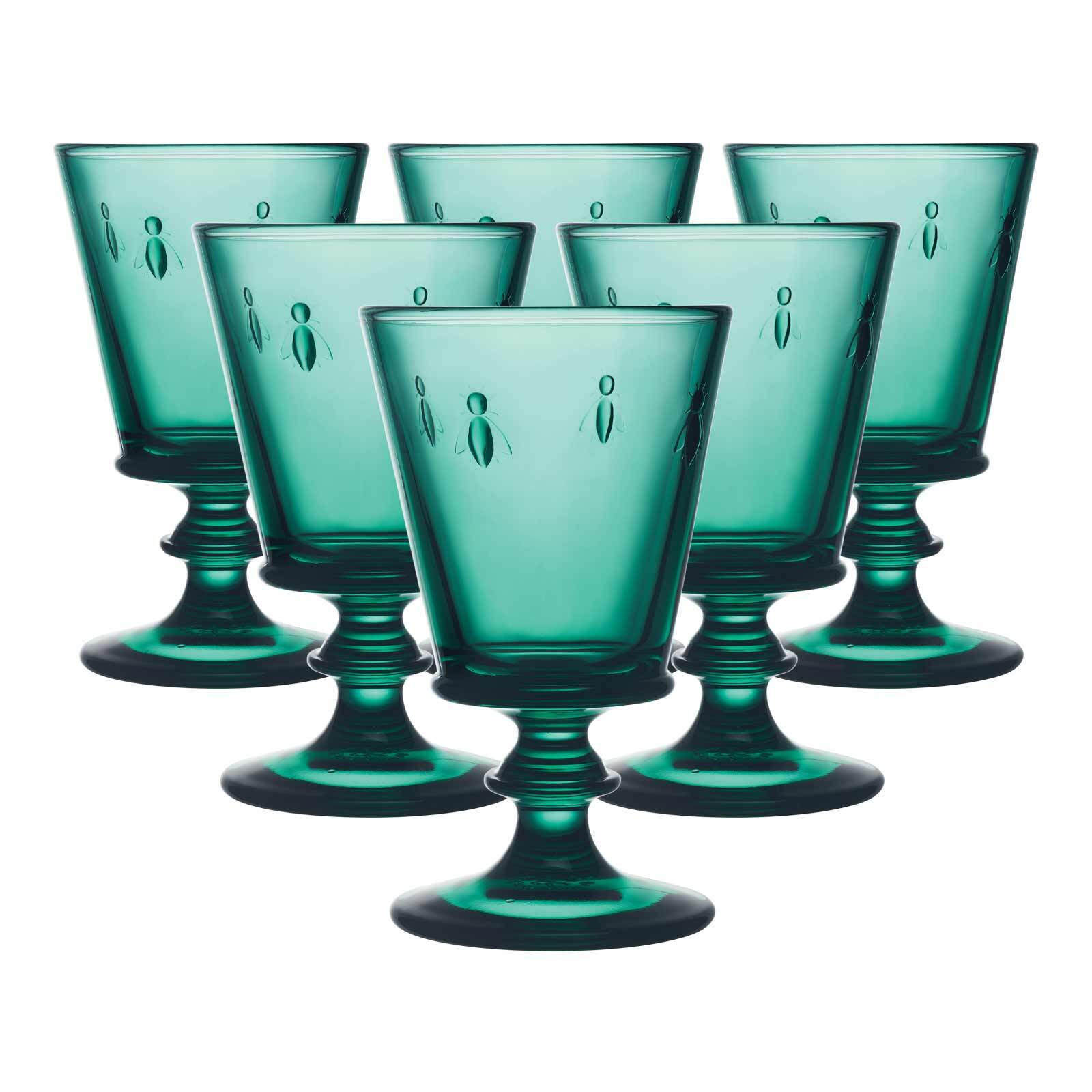 WEINGLÄSER Biene Abeille Smaragdgrün 240 ml 6er Set - Grün, Glas (0.24L) - La Rochère