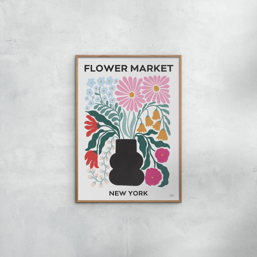 POSTER mit Rahmen Wild Apple - Flower Market III - Eichefarben/Multicolor, Holz/Papier (50/70cm) - Poster&Frame