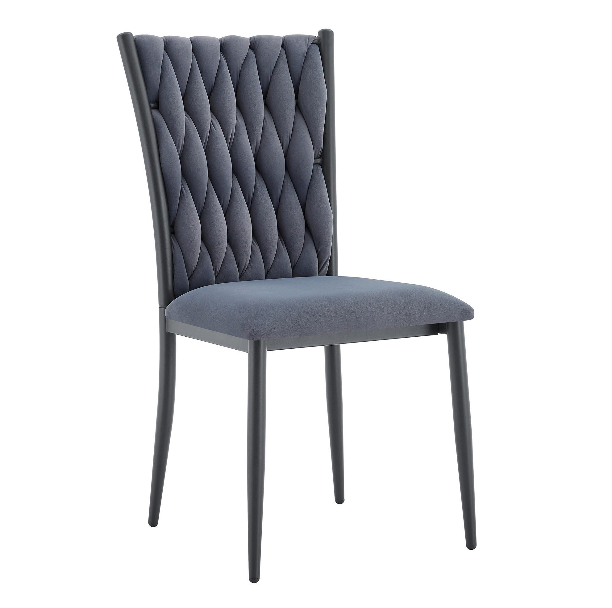 ESSZIMMERSTUHL mit hoher Rückenlehne Dark Grey Samt Metall - Dunkelgrau, Metall (45/94/58cm) - Meubliv