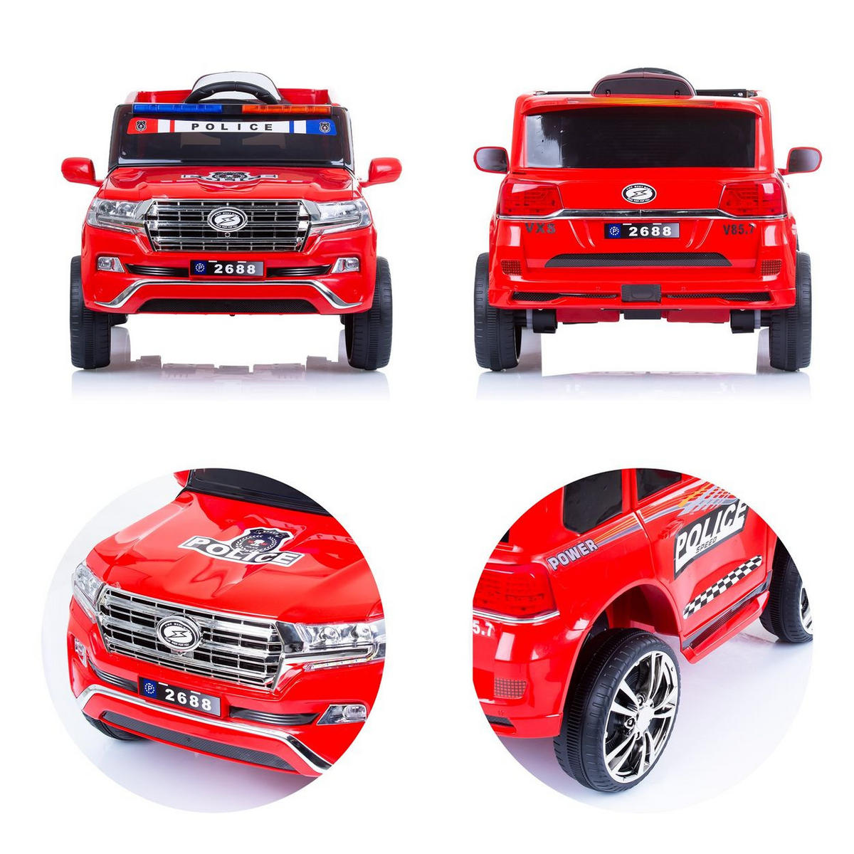 ELEKTROAUTO Patrol rot Fernbedienung, MP3-Anschluss Sicherheitsgurt - Rot, Kunststoff (95/63/51cm) - Chipolino