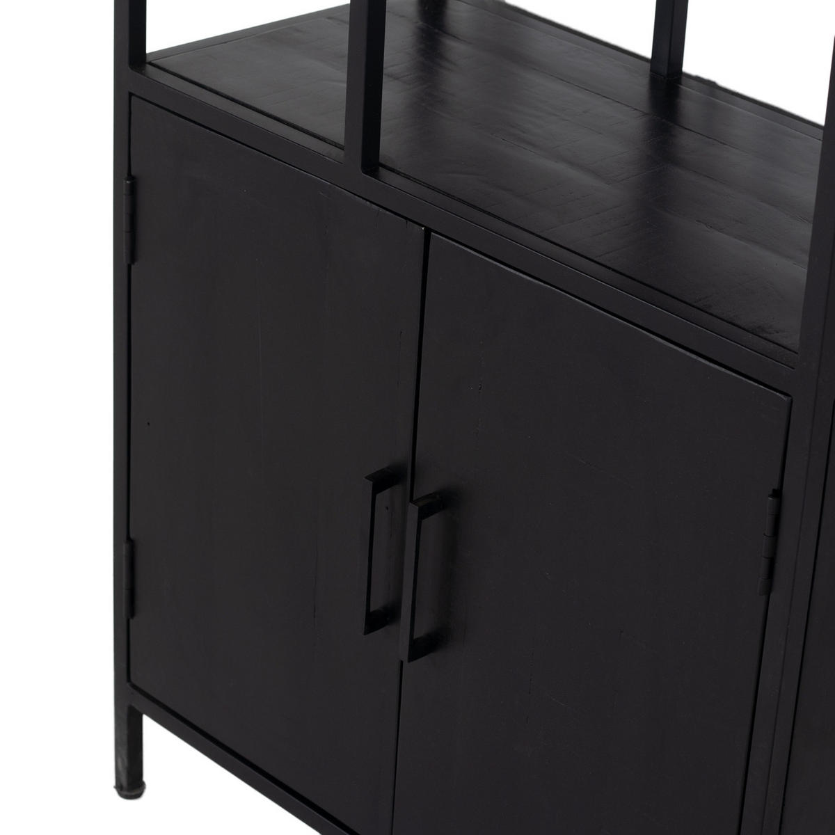 REGAL aus Metall und Holz 75x36x210cm, schwarz - Schwarz, Holz (75/210/36cm) - Giga Meubel
