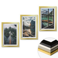 WANDBILDER 3er Set - 20x30 cm Goldrahmen - Brücke, Wald, See, Boote, Berge - Goldfarben, Kunststoff (20/30cm) - ArtPrintCave