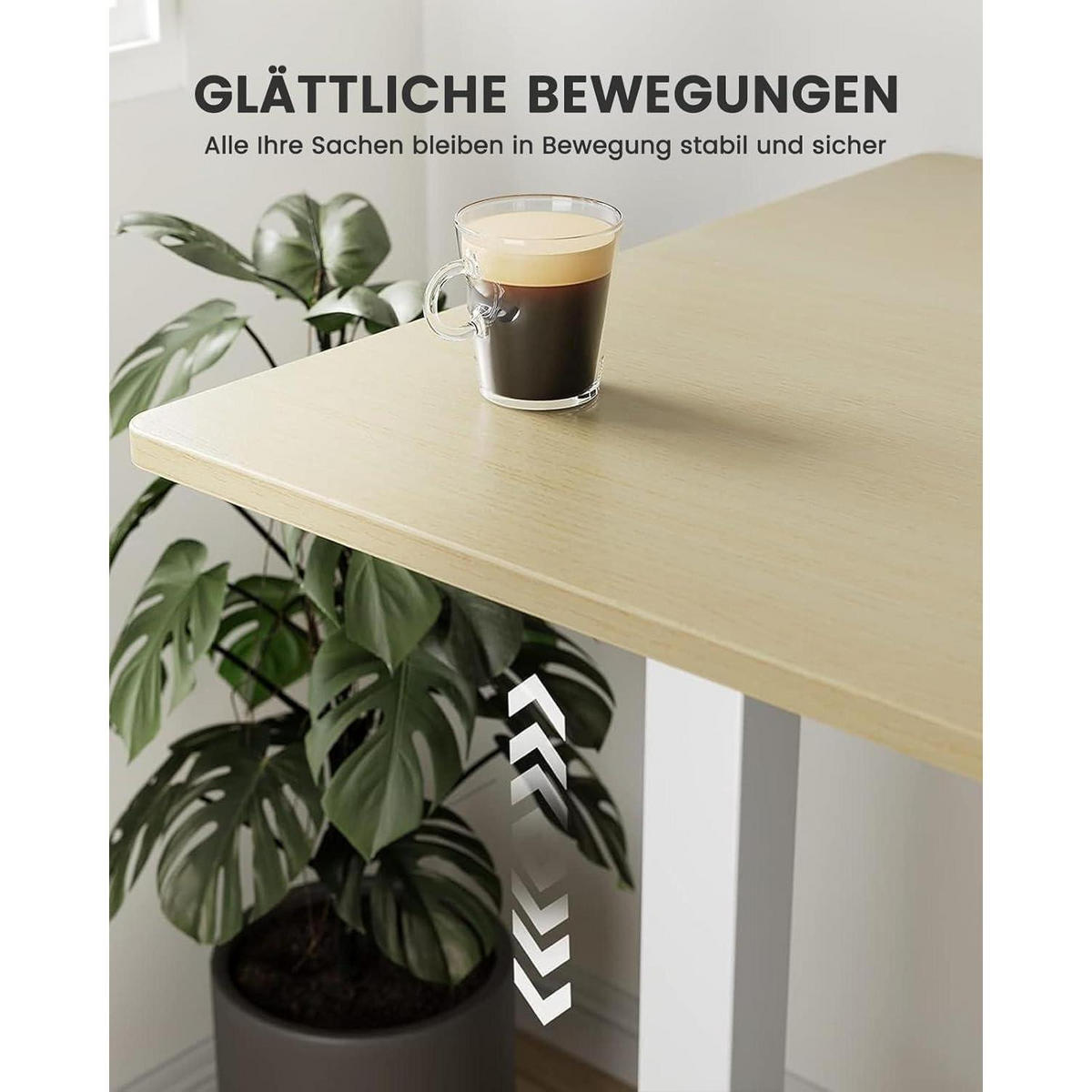 SCHREIBTISCH höhenverstellbar 100 x 60 cm helle Holzfarbe - Braun, Holzwerkstoff (100/60/72cm)