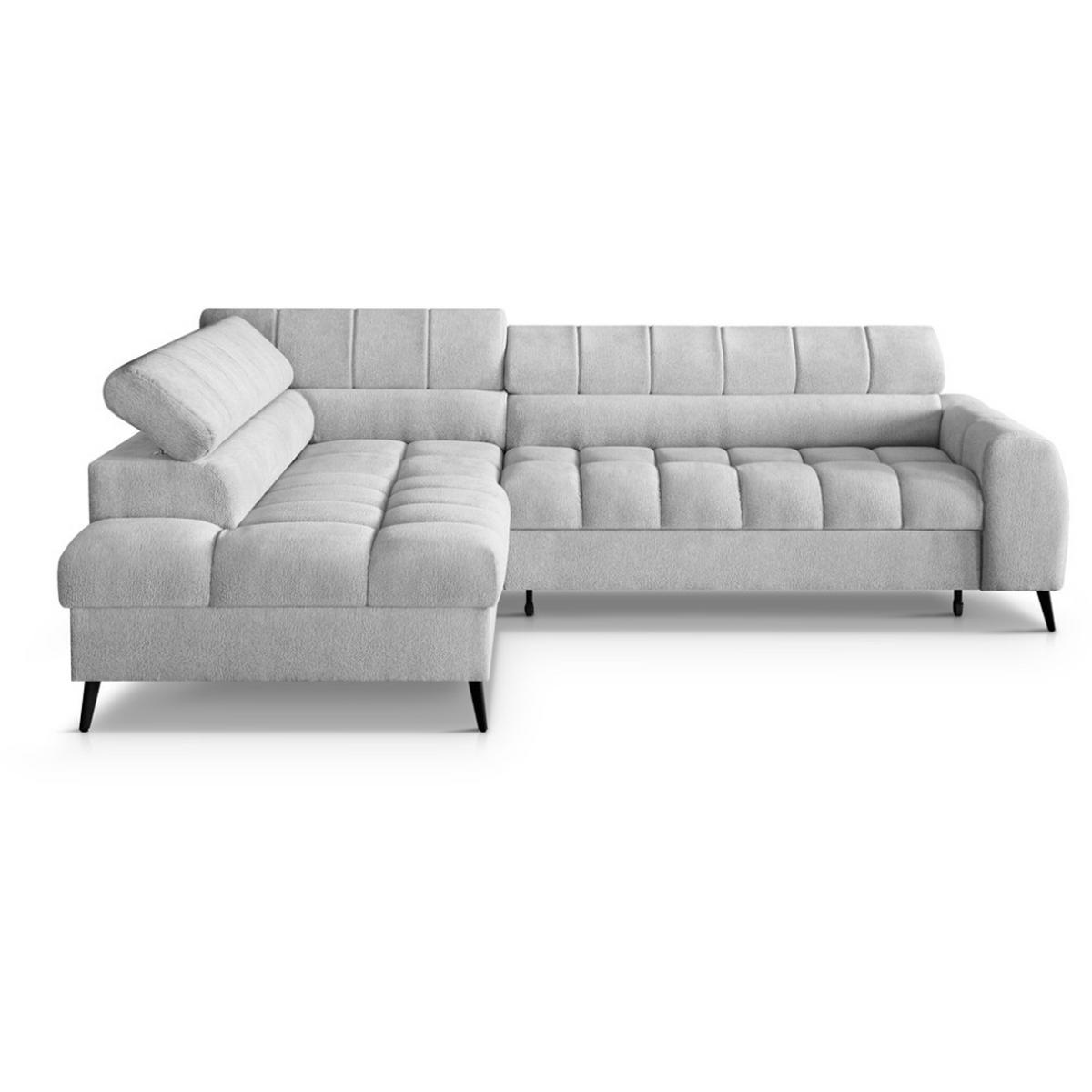 ECKSCHLAFSOFA Vinni Hellgrau, Chenille-Stoff, links - Hellgrau, Textil (265/205cm) - Beautysofa