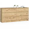 KOMMODE Eiche Artisan 160x40x77 cm - Eiche Artisan, Holzwerkstoff (160/77/40cm) - Akord