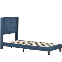 POLSTERBETT 90/200cm in Blau Leinen(Ohne Matratze) - Blau, Holz/Textil (90/200cm) - KOMHTOM