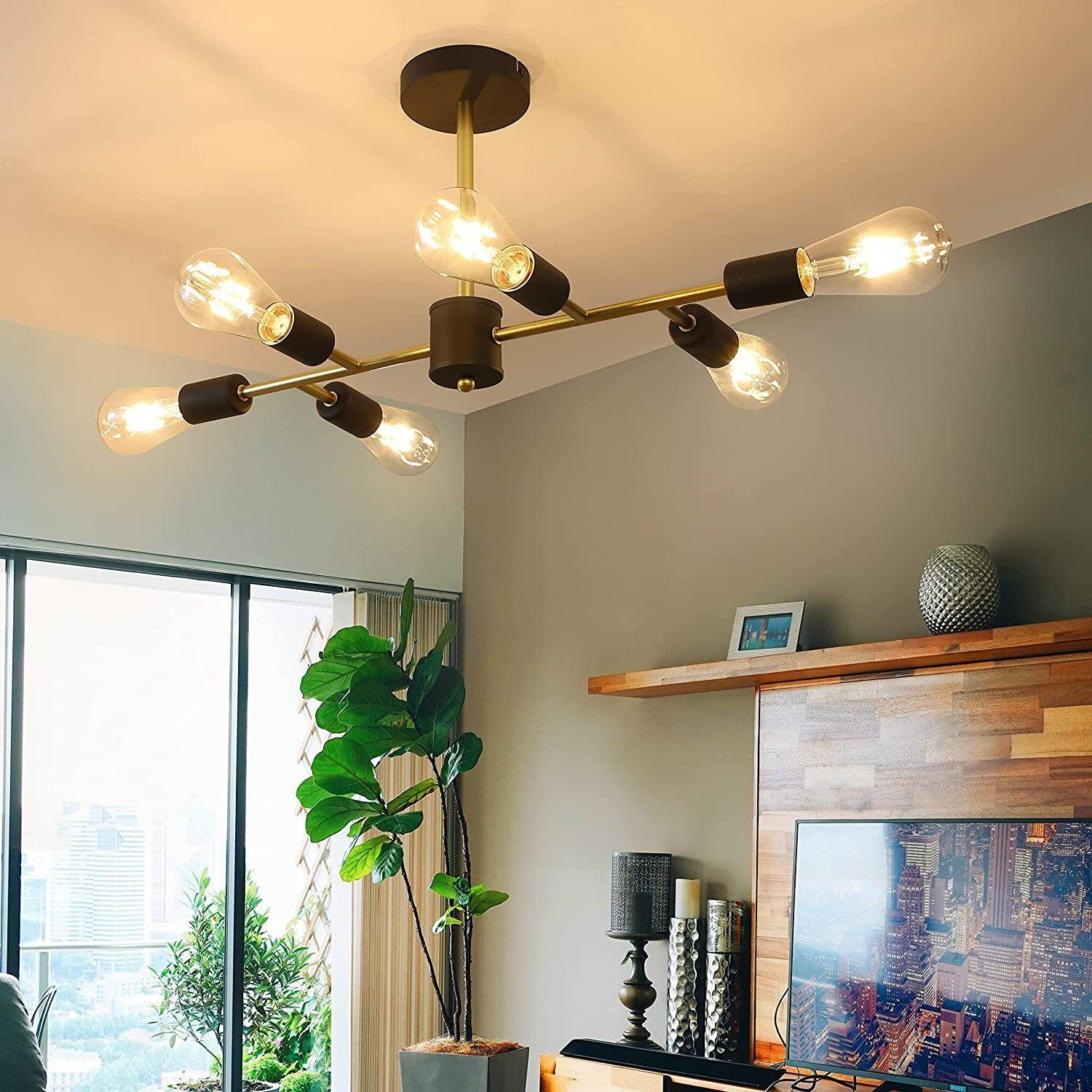 DECKENLEUCHTE Cara 6-flammig 60/24/30 cm - Schwarz, Metall (60/24/30cm) - Nettlife