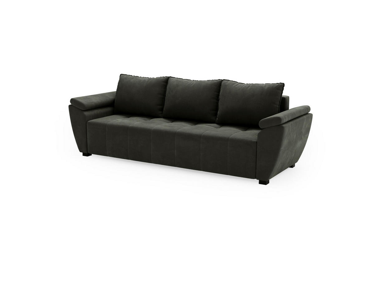 SOFA ZEUS mit Schlaffunktion MONOLITH 92 mit Stauraum - Dunkelgrau, Textil (80/78/240cm) - Bedante