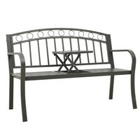 GARTENBANK mit Tisch Grau 120 cm Stahl - Grau, Metall (120/81/51cm) - furnicato