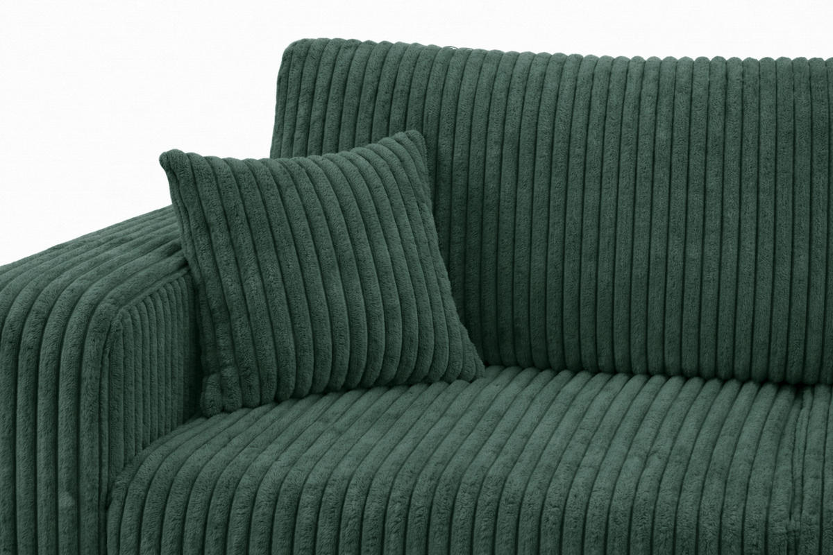 ECKSOFA Mit Schlaffunktion, Cordstoff Tilia, Grün, Rechts, ROUND ONE XL - Grün, Holz (271/175cm) - Kaiser Möbel