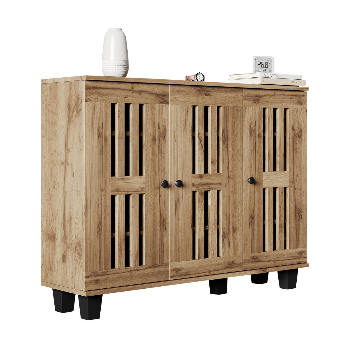 SIDEBOARD aus Spanplatte 120x32x92cm in Natural Wood - Naturfarben, Holzwerkstoff (120/92/32cm) - Modfu